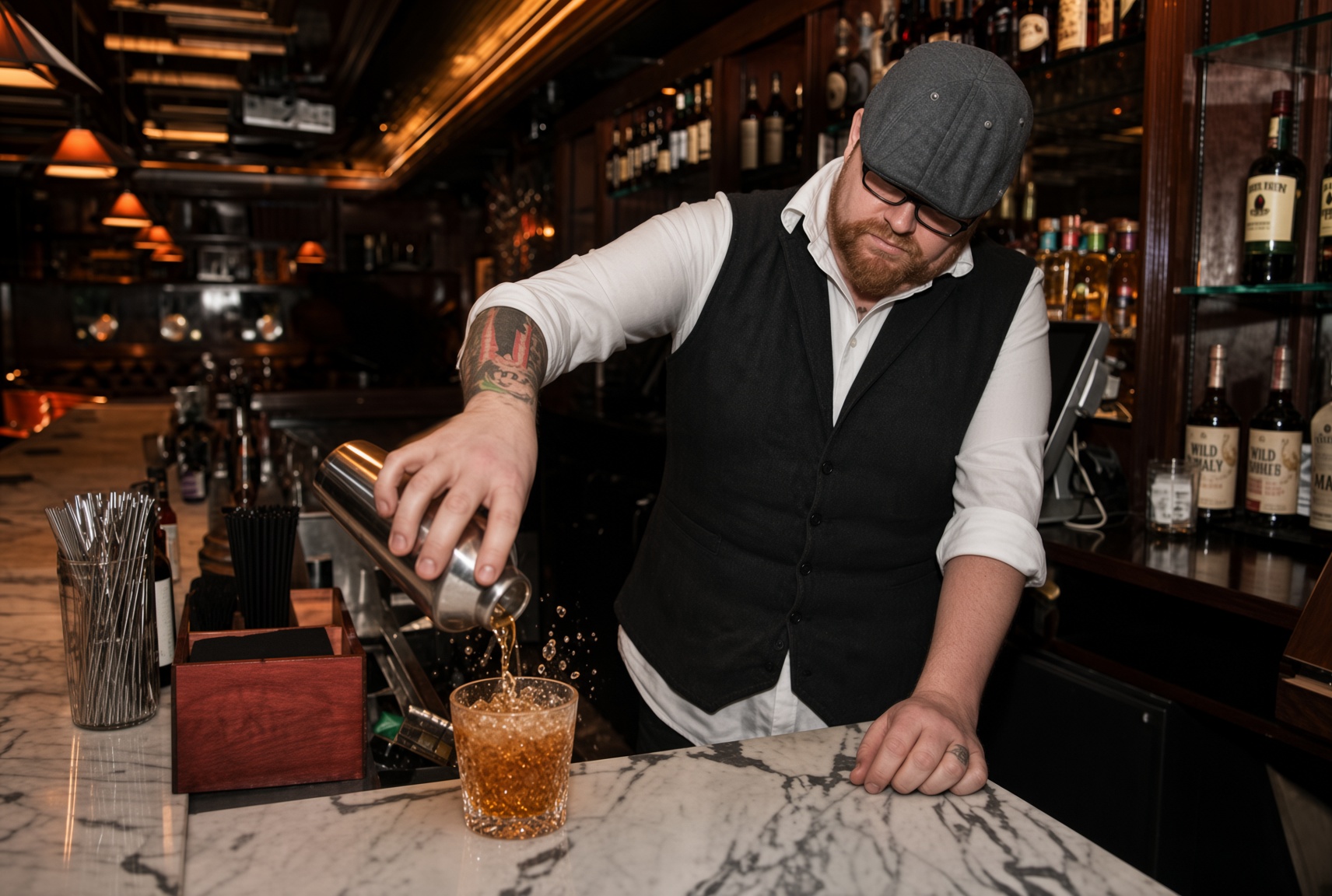 Ember & Elixer private bartender preparing a cocktail