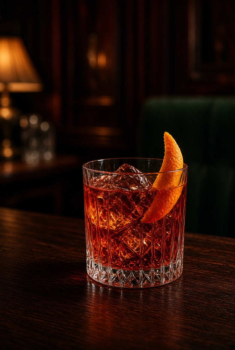 Classic Negroni cocktail stirred for a private event